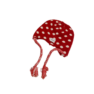 韩系红色波点护耳针织帽女冬季加厚保暖雷锋帽防寒显脸小毛线帽子