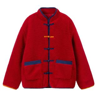 儿童新年外套红色冬装男童女童上衣男孩加厚衣服唐装拜年服新中式