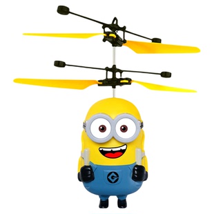 正版minions小黄人感应飞机玩具电动遥控飞行器摆件六一节礼物