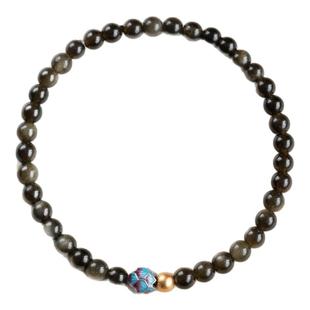 黑曜石手链叠戴4mm小米珠水晶手串招财极细天然黑色玛瑙补水女款