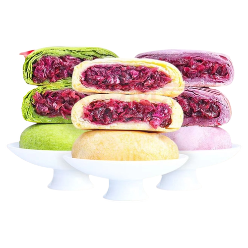 鲜花饼云南特产正宗现烤玫瑰饼糕点零食早餐紫薯抹茶整箱