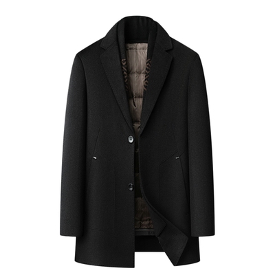 羊毛毛呢外套中长羽绒内胆大衣冬