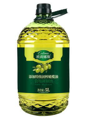5升超大桶添加特级初榨橄榄食用调和油家用炒菜大桶食用油