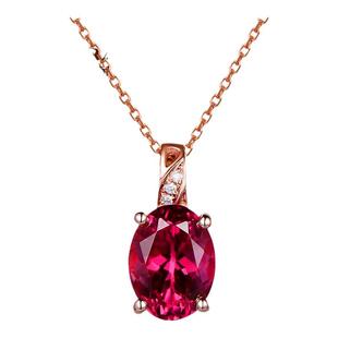 米莱珠宝 1.2克拉天然红碧玺钻石吊坠 女 18K金镶钻 个性彩宝定制