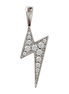 银镀金满钻闪电男女项链潮流嘻哈