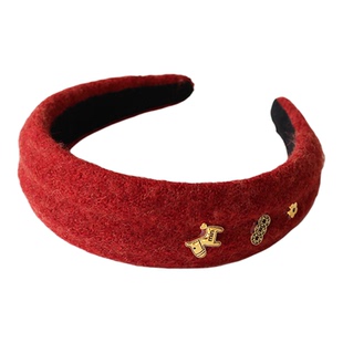 川野法式秋冬金马毛线头箍新款百搭高级感发箍女日常外戴防滑发饰