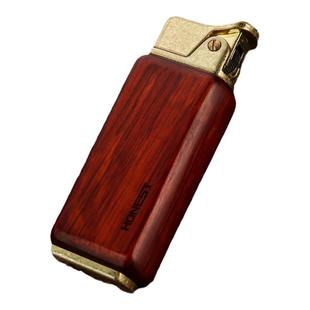 百诚煤油打火机砂轮明火复古实木檀木金属老式战壕磕头机怀旧礼物