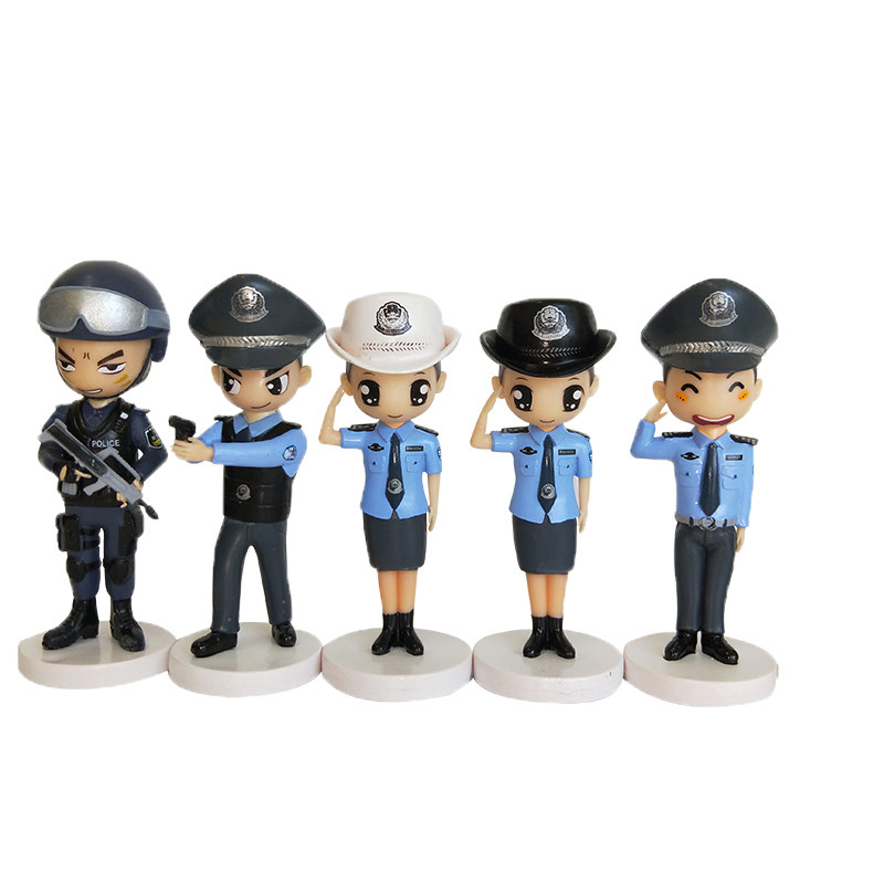 警察公仔玩具小手办车载生日蛋糕装饰摆件模型玩偶人偶警察节礼品