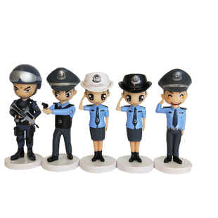 警察公仔玩具小手办车载生日蛋糕装饰摆件模型玩偶人偶警察节礼品