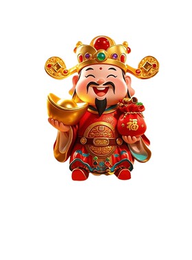 新年财神喜庆寓意好门头墙画