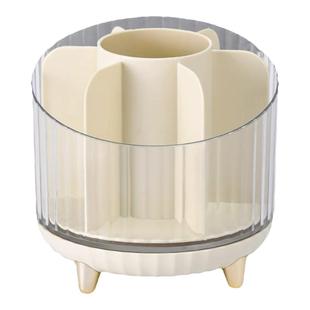 化妆刷收纳筒桌面大容量口红化妆品收纳盒透明旋转眉笔筒置物架子