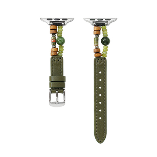iserisewatch适用苹果11代表带iWatchs10手表applewatchs9夏天女款SE真皮ultra串珠手链41mm高级s7小众6创意
