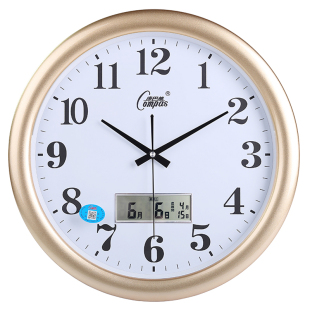 康巴丝16英寸玻璃挂钟客厅扫秒静音机芯钟表简约创意挂表个性圆形