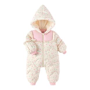 巴拉巴拉婴儿羽绒服连体衣女童宝宝加厚抱衣外出服儿童冬装童装小