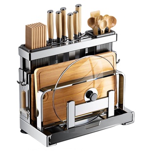 304不锈钢刀架置物架多功能菜板架菜刀筷笼一体刀具砧板壁挂收纳