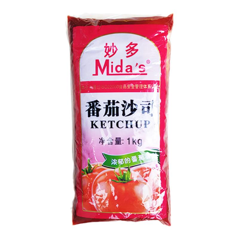妙多番茄酱1kg*12袋整箱商用番茄沙司配料手抓饼烘培薯条调味酱