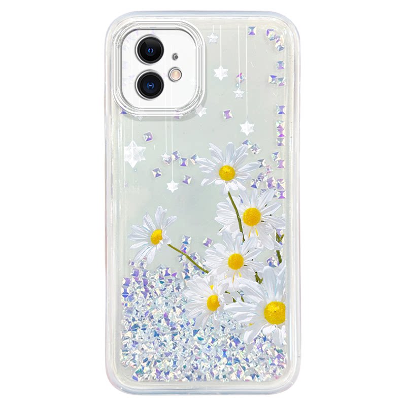 适用苹果13手机壳OPPO Reno9透明vivo x90镜头全包荣耀80防摔华为P60软胶保护套紫钻石IQ00Z7流沙新品