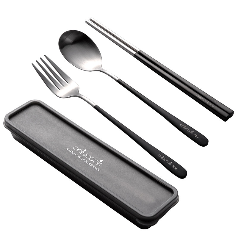 onlycook便携式餐具套装三件套