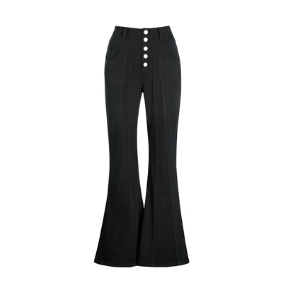 黑贝女裤高腰瘦身精英大喇叭裤女