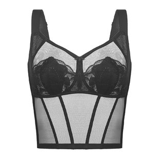 大胸塑形收胃收副乳兔耳杯无钢圈大胸显小大码内衣女全罩杯长文胸