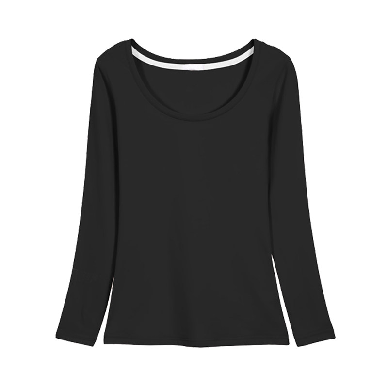 纯棉内搭打底衫女长袖秋冬百搭洋气春秋秋衣黑色t恤修身低领上衣