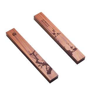 成竹堂红木镇尺镇纸实木木材30CM大号石压纸宣纸镇毛笔书法镇尺加厚加重雕花镇尺梅兰竹菊礼品镇尺