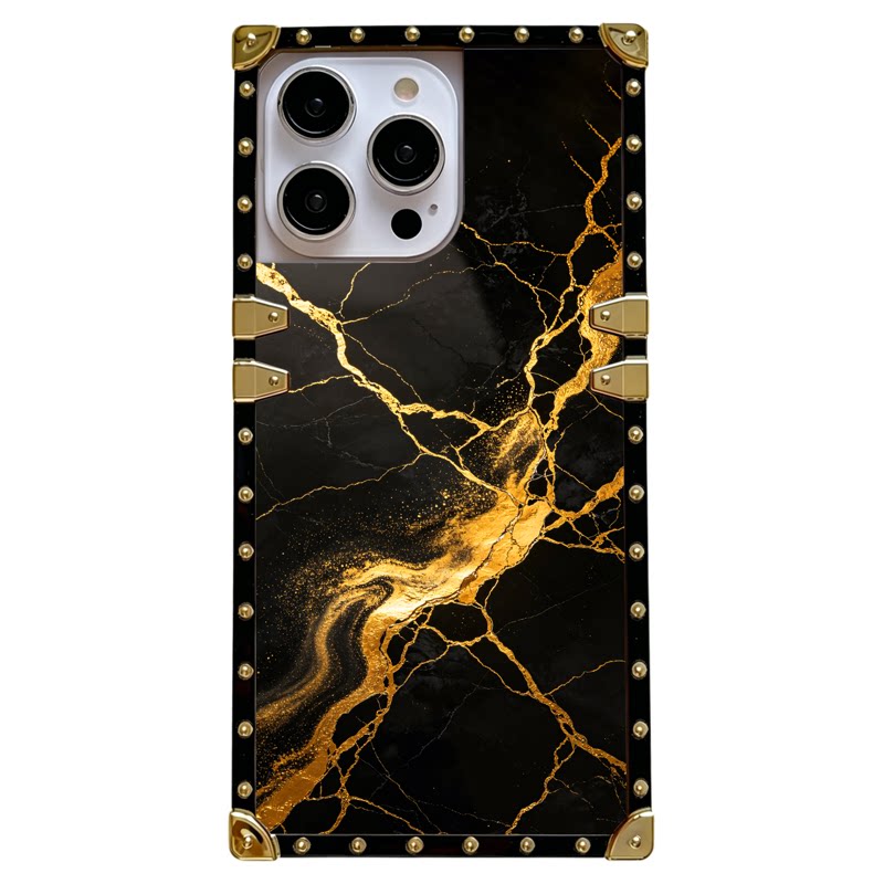 黑金大理石纹iPhone17手机壳