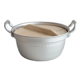 日本进口北陆铝双耳蒸锅铝制带木盖汤锅蒸锅牛奶锅泡面锅快热