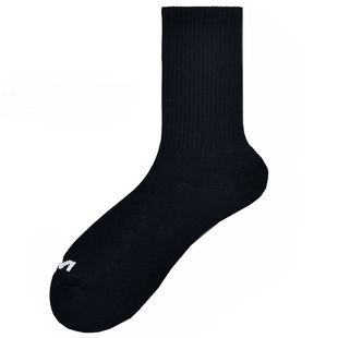 3双,D.M男袜 高品质纯黑运动毛圈加厚袜子时尚休闲百搭基础中筒袜