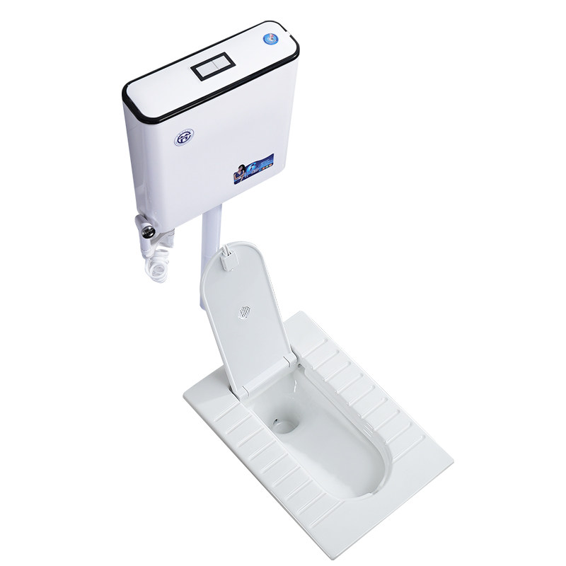 家用带盖板蹲便器冲水箱套装便池
