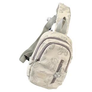 ins胸包男女初中生简约百搭小熊小众设计运动斜挎包 骑行单肩背包