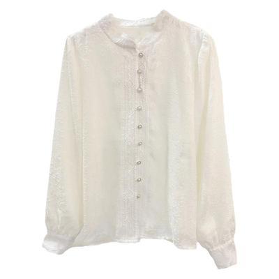 气质花边立领衬衫女加绒加厚内搭