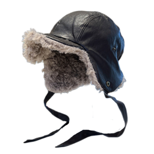 pu皮质雷锋帽男女冬季加绒保暖飞行帽东北户外骑车防寒护目镜帽子
