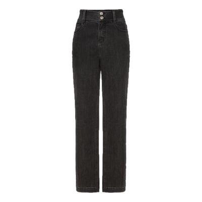 HPLY荷比俪季新款女复古烟黑灰显瘦牛仔裤HYD11420028-1