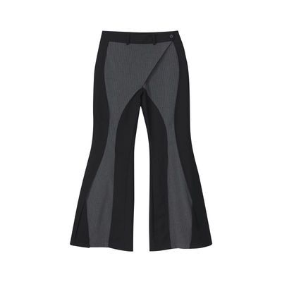 Yoki Satisfaction 23FW Patchwork trousers 竖纹拼接大喇西裤