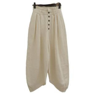 显瘦~宽松亚麻裤棉麻阔腿裤白色弯刀裤垂感气球裤休闲裤InchLim