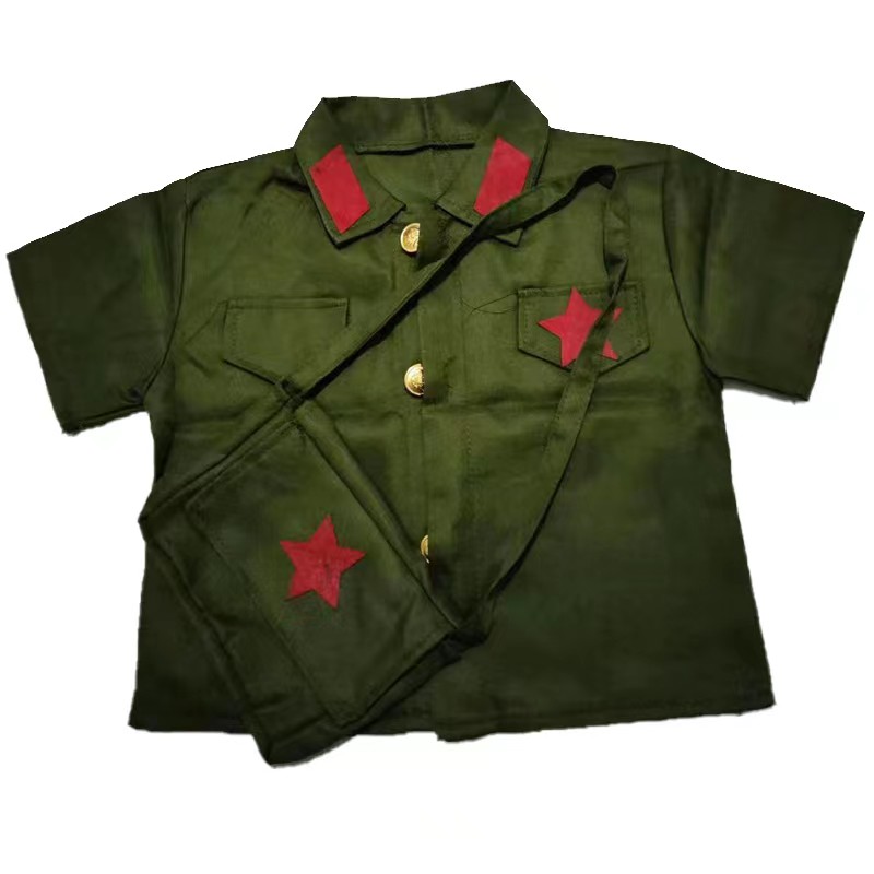 六一儿童小红军演出服军装闪闪红星夏幼儿园迷彩套装宝宝服装绿色