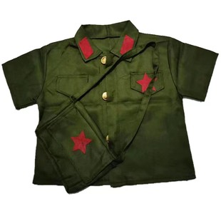 六一儿童小红军演出服军装闪闪红星夏幼儿园迷彩套装宝宝服装绿色