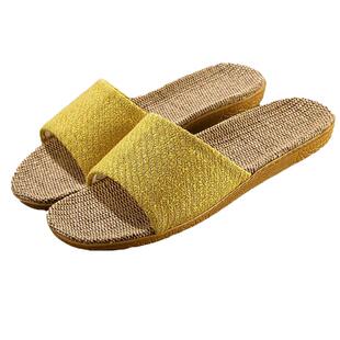 防臭新款家居情侣室内棉麻居家防滑凉拖男夏季全天然亚麻拖鞋女款