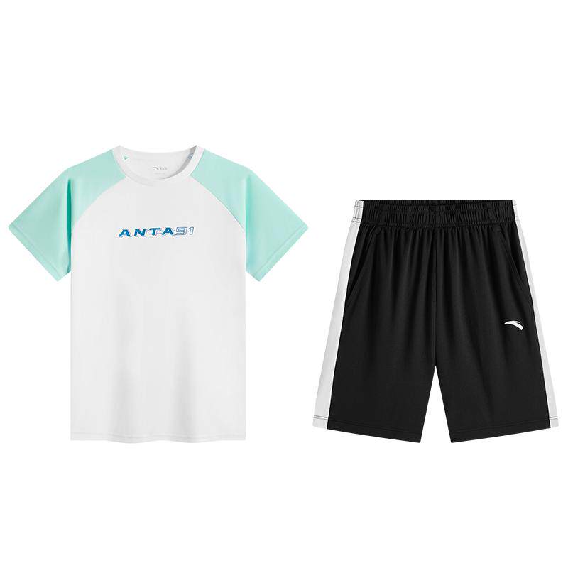 安踏儿童装好洗运动速干套装2026夏季新款短袖短裤套装亲肤透气