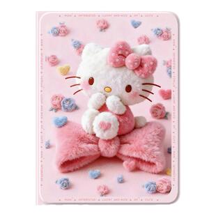 适用ipadair7平板保护套ipad11凯蒂猫ipadpro毛绒ipadmini6平板壳ipad第9代10红色8可爱10.2带笔槽air5迷你4