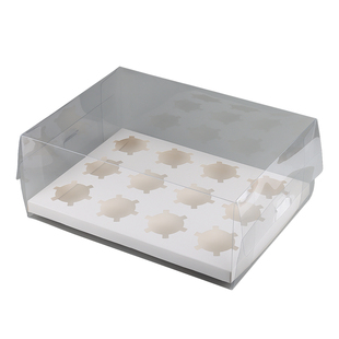 纸杯盒子蛋糕包装盒6粒一次性透明打包盒烘焙蛋糕杯纸托加高加厚