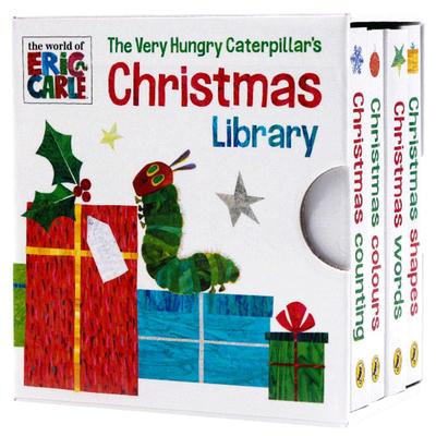 好饿的毛毛虫圣诞图书馆4册手掌书The Very Hungry Caterpillar's Christmas Library英文原版绘本 圣诞节绘本 Eric Carle艾瑞卡尔