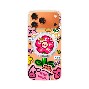 若墨适用苹果17promax手机壳新款iphone16pro高级感15磁吸带支架支点镭射14创意发财花13红色新年2026外壳