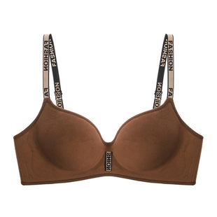 加厚磨毛保暖无钢圈内衣女小胸聚拢显大超厚5cm字母肩带文胸罩