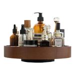 化妆品收纳盒桌面高级旋转收纳盘护肤品香水梳妆台置物架实木托盘