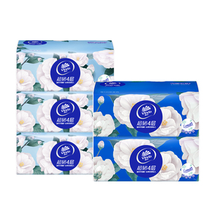 维达超韧4层加厚抽纸山茶花香印花90抽纸巾家庭装餐巾纸面巾实惠