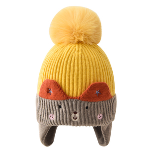 宝宝帽子秋冬款婴儿冬季可爱超萌护耳帽男童女童毛线帽儿童套头帽