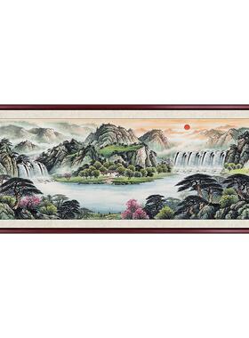 旭日东升山水画靠山图客厅装饰画