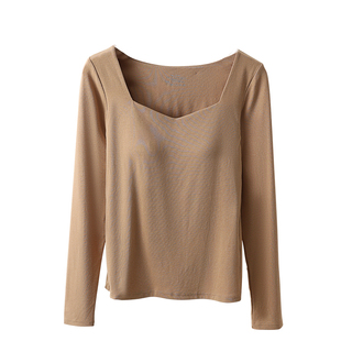 带胸垫一体打底衫女2025新款长袖保暖加厚t恤秋冬内搭秋衣上衣